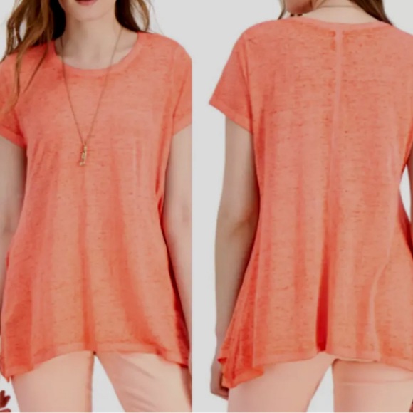 Style & Co. Tops - Style & Co Orange Burnout Handkerchief Hem Top Size XL